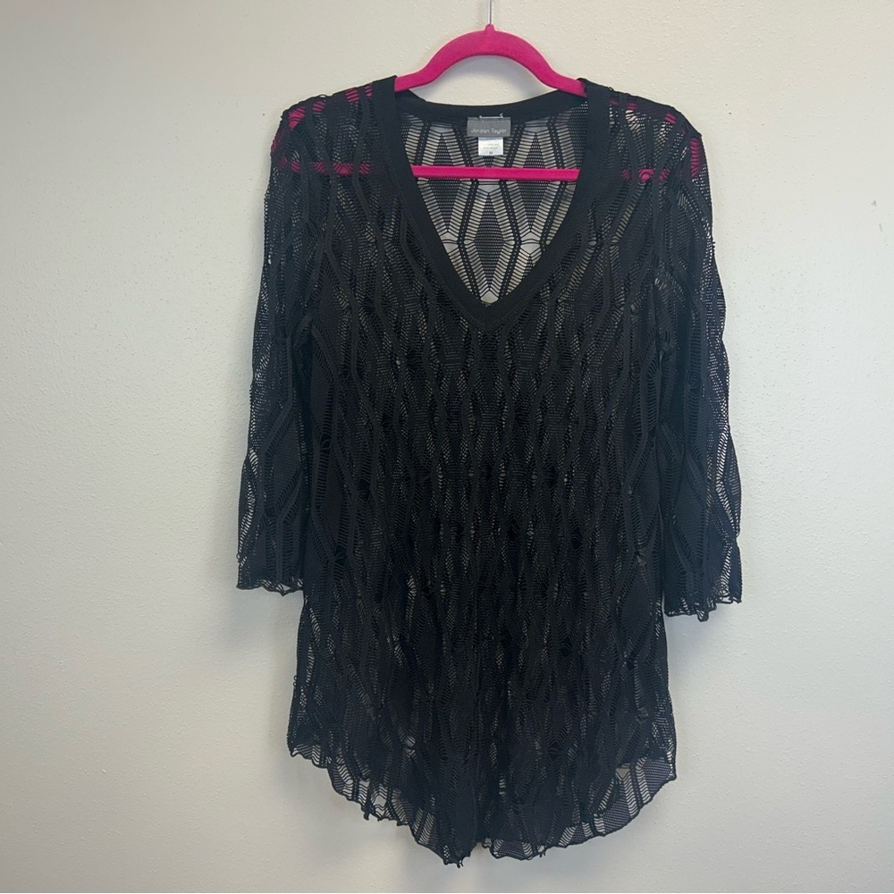 Goth Grunge Sheer Fishnet Crotchet Top Mesh Goth Punk Size M Layer Witchy